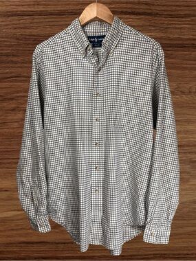 Ralph Lauren Cream Check Pattern Cotton Twill L/S Button Down Shirt. Large